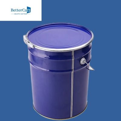 دلو طلاء معدني أزرق 5 جالون ، سطل معدني دائري بمقبض