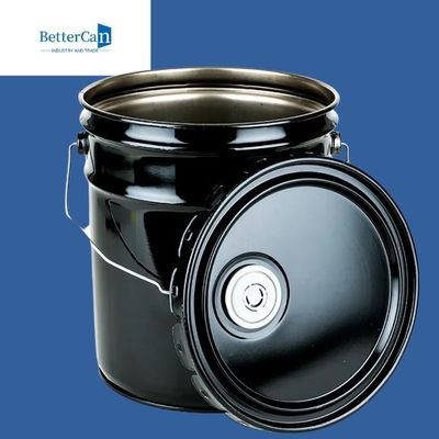 0.32mm-0.43mm طلاء معدني سطل 20l دلو أسود مع غطاء