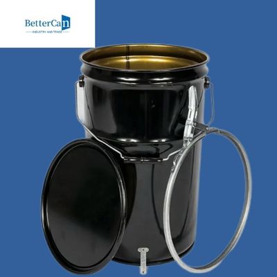 0.32mm-0.43mm طلاء معدني سطل 20l دلو أسود مع غطاء